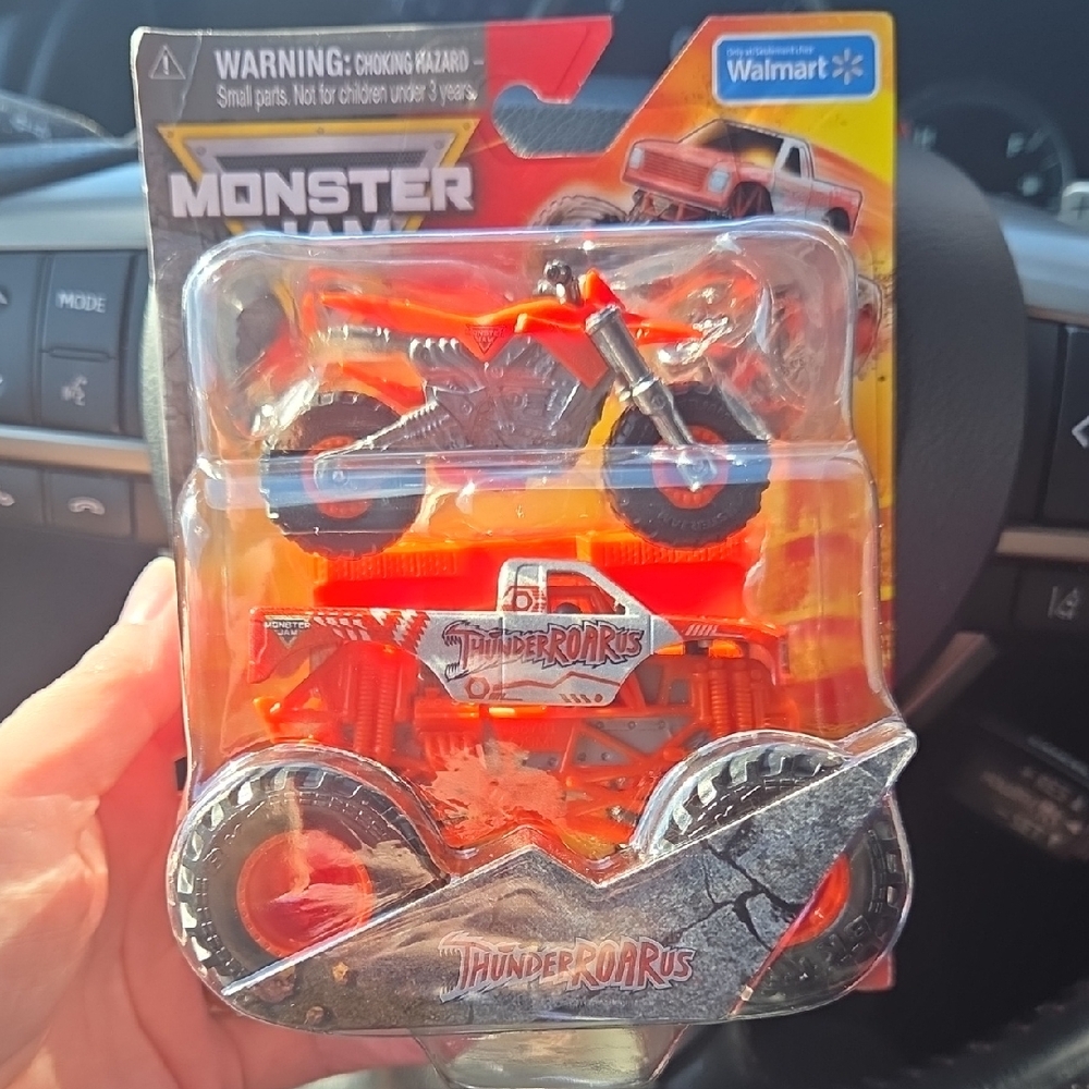 Thunder Roarus Monster Truck and Motorcycle Set - Vibrant Orange